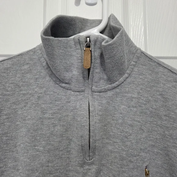 Polo Ralph Lauren Men Gray Estate Rib Quarter Zip Pullover Sweater Size Small - Picture 2 of 12